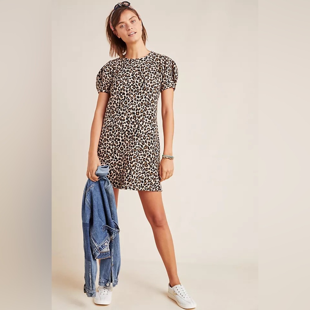 Velvet by Graham & Spencer “Jolene Leopard Puff-Sleeved Mini Dress”